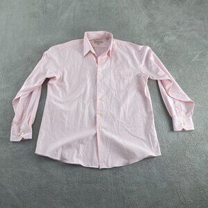 Tommy Bahama Mens Pink & White Plaid Long Sleeve Button-Up Shirt 16.5 5122